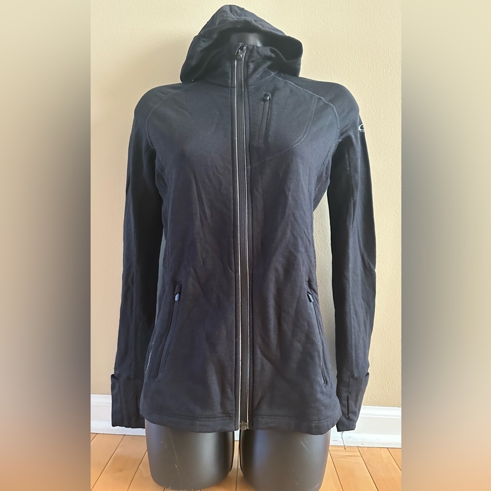Icebreaker • black merino wool • full-zip jacket • size s